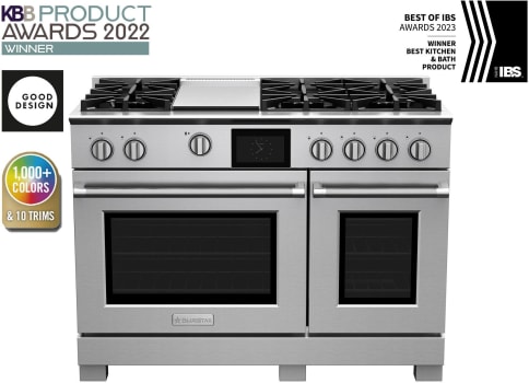 BlueStar Dual Fuel Series BSDF486GLCPLT - 48 Inch Freestanding Dual Fuel Range with 6 Sealed Burners in Front View