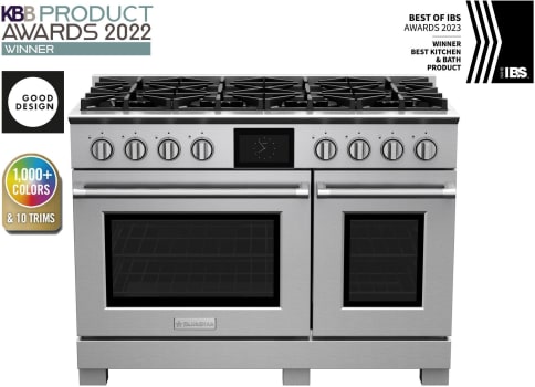 BlueStar Dual Fuel Series BSDF488BLCPLT - 48 Inch Freestanding Dual Fuel Range with 8 Sealed Burners in Front View