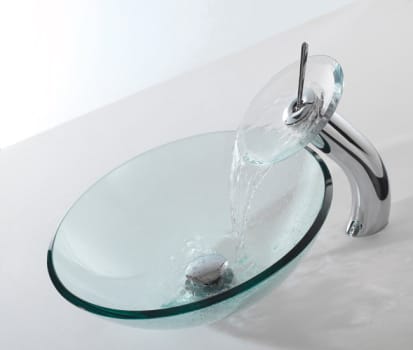 Kraus Cgv10112mm10ab 17 Inch Clear Glass Vessel Sink Combination