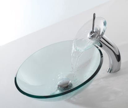 Kraus Cgv10112mm10ch 17 Inch Clear Glass Vessel Sink Combination