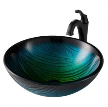 Kraus Cgv39119mm1200orb 17 Inch Green Glass Bathroom Vessel Sink