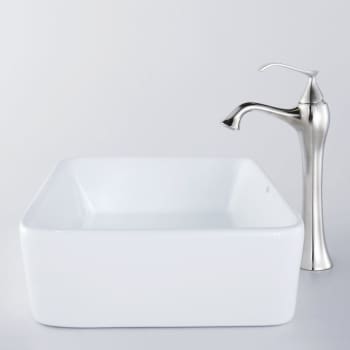 Kraus Ventus Series CKCV12115000BN - Rectangular Ceramic Sink with Ventus Faucet