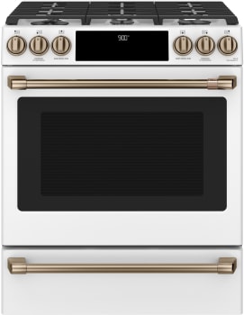 Cafe C2S900P4MW2 - Smart Slide-In Dual-Fuel Range with Warming Drawer in Matte White