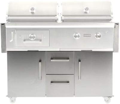 Coyote C3HY50CT - 50 Inch Freestanding Stainless Steel Cart with 2 Fold-Down Storage Shelves