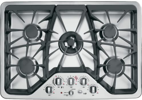 Ge Cgp350setss 30 Inch Gas Cooktop With 5 Sealed Burners 20 000 Btu Ge Cafe Series Cgp350setss Front View
