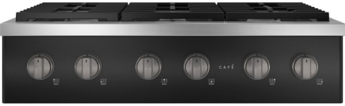 Cafe CGU366P3TD1HRDWR6 - Commercial-Style Gas Rangetop with 6 Burners in Matte Black and Brushed Black Knobs