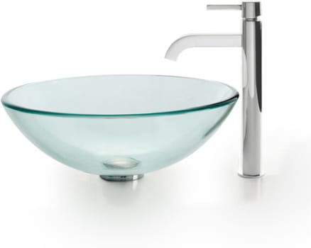 Kraus Clear Series CGV10112MM1007SN - 16.5 Inch Clear Glass Vessel Sink Combination