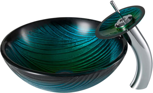 Kraus Nature Series CGV39119MM10CH - Green Glass Bathroom Sink