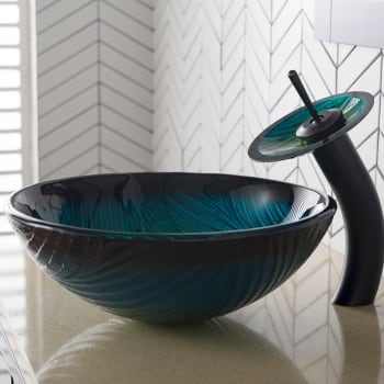 Kraus CGV39119MM10ORB - Green Glass Bathroom Vessel Sink