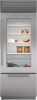 Sub-Zero Classic Series CL3050UGSPR - 30-inch Classic Over-and-Under Refrigerator/Freezer with Glass Door