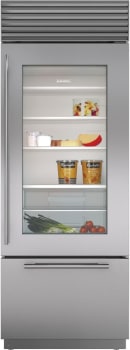 Sub-Zero Classic Series CL3050UGSTR - 30-inch Classic Over-and-Under Refrigerator/Freezer with Glass Door