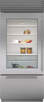Sub-Zero Classic Series CL3650UGSTL - 36-inch Classic Over-and-Under Refrigerator/Freezer with Glass Door