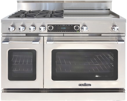 Capital Grand Chef COB484GGN - 48 Inch Grand Chef Freestanding Dual Fuel Range with 4 Open Burners + 24" Thermo-Griddle™