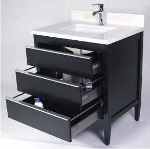 Empire Industries Cp30b 30 Inch Contemporary Vanity With 3 Soft Close Cabinet Drawers Functional Shallow Top Drawer And Full Extension Aluminum Pulls Black