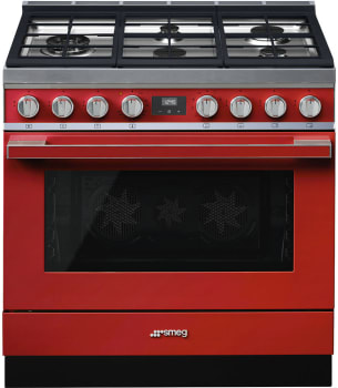 Smeg Portofino CPF36UGMR - Portofino Pro-Style Dual Fuel Range, Red
