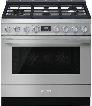 Smeg Portofino CPF36UGMX - Portofino Pro-Style Dual Fuel Range, Stainless Steel