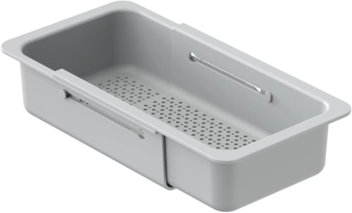 Kraus CSE1LG - Expandable Colander for Kitchen Sink / Over the Sink Colander for Rinsing and Drying Fits Most Sinks, Light Grey