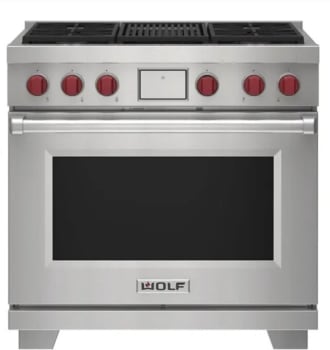 Wolf M Series DF36450CSP - 36" Dual Fuel Range - 4 Burners and Infrared Charbroiler
