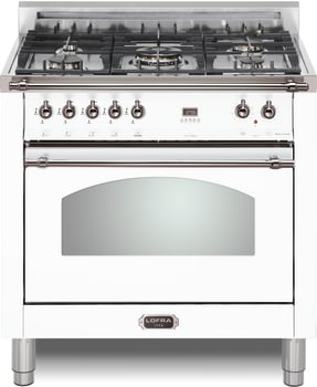 LOFRA Dolcevita RWCS36M0G500 - Dolcevita 36 Inch White Duel-Fuel Range with Chrome Trim
