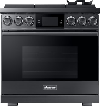 Dacor Dop36m96glm 36 Inch Smart Pro Gas Range With Iq Kitchen Dual 3 Part Pure Convection 4 Dual Stack Sealed Burners Self Cleaning Feature 7 Lcd Control Panel Illumina Knobs And Light Powerful 22k Btu