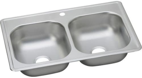 Elkay Dayton Elite Collection DSE233191 - 33 Inch Drop-In Double Bowl Stainless Steel Sink with 1 Faucet Hole