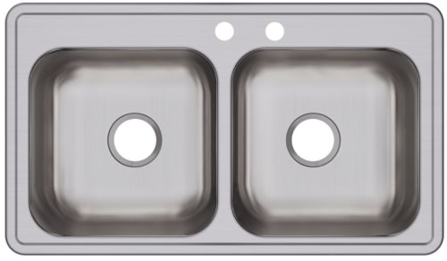 Elkay Dayton Elite Collection DSE23319MR2 - 33 Inch Drop-In Double Bowl Stainless Steel Sink with 2 Faucet Holes Right Aligned