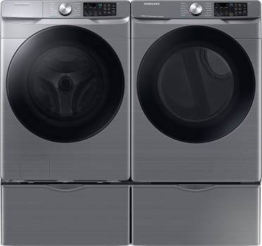 Samsung SAWADREP6301 Side by Side on Pedestals Washer Dryer Set with Front Load Washer and Electric Dryer in Platinum