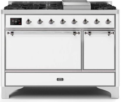 Ilve Majestic II Collection UM12FDQNS3WHC - Dual Fuel Natural Gas Freestanding Range