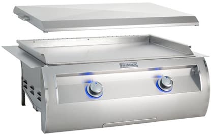 Fire Magic E660i0t3n 35 Inch Stainless Steel Gourmet Built In Griddle With Stainless Steel Burner Two Hot Surface Ignition Back Lit Control Knobs Removable Grease Trays And Stainless Steel Cover