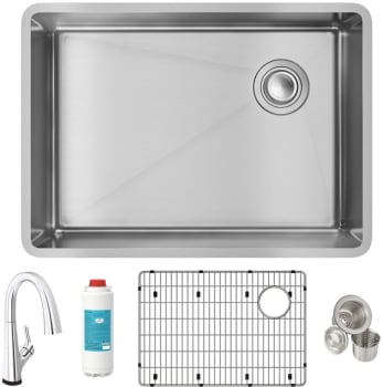 Elkay Crosstown Collection ECTRU24179RTFLC - Elkay Crosstown® 18 Gauge Stainless Steel Single Bowl Undermount Sink Kit with Filtered Faucet and Accessories