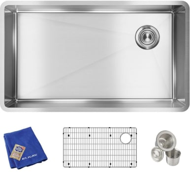 Elkay Crosstown Collection ECTRU30179RTC - 31 Inch Single Bowl Undermount Kitchen Sink Kit