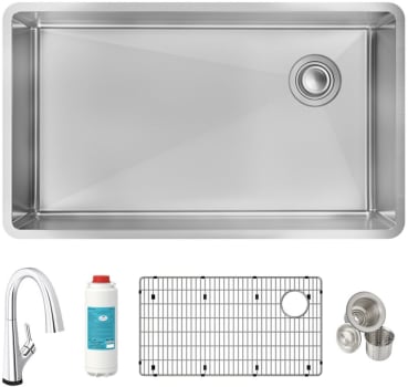 Elkay Crosstown Collection ECTRU30179RTFLC - Elkay Crosstown® 18 Gauge Stainless Steel Single Bowl Undermount Sink Kit with Filtered Faucet