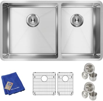 Elkay Ectru32179rtc 31 Inch 60 40 Double Bowl Undermount Kitchen Sink Kit With 18 Gauge Stainless Steel Sound Dampening And Tight Sink Corners