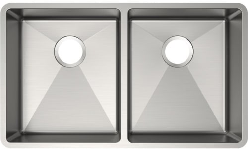 Elkay Crosstown Collection ECTRUAD311755 - Elkay Crosstown 18 Gauge Stainless Steel 18-1/2" Double Bowl Undermount Sink with 3 1/2 Inch Drain Opening