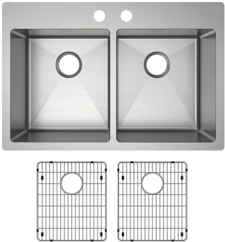Elkay Crosstown Collection ECTSR33229TBG2 - 33 Inch Dual Mount Double Bowl Kitchen Sink with Accessories