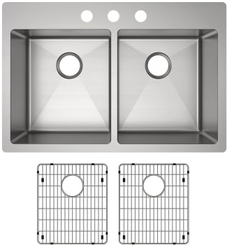Elkay Crosstown Collection ECTSR33229TBG3 - 33 Inch Dual Mount Double Bowl Kitchen Sink with Accessories