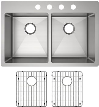 Elkay Crosstown Collection ECTSR33229TBG4 - 33 Inch Dual Mount Double Bowl Kitchen Sink with Accessories