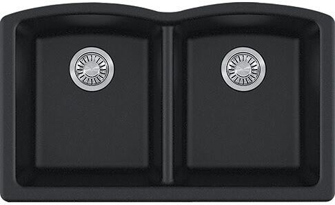 Franke ELG120ONY - 33 Inch Ellipse Undermount Double Bowl Granite Kitchen Sink with 9 Inch Bowl Depth