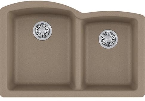 Franke ELG160OYS - 33 Inch Ellipse Undermount Double Bowl Granite Kitchen Sink with 9 Inch Bowl Depth