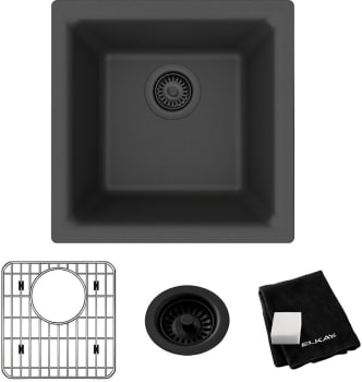 Elkay Quartz Classic ELG1616MB0C - 15 3/4 Inch Dual Mount Single Bowl Bar Sink with Accessories