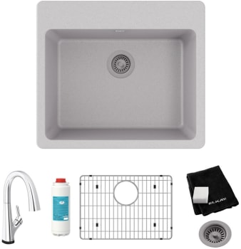 Elkay Quartz Classic ELG2522GS0FLC - 22 Inch Drop-In Single Bowl Kitchen Sink with Accessories