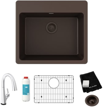 Elkay Quartz Classic ELG2522MC0FLC - 22 Inch Drop-In Single Bowl Kitchen Sink with Accessories