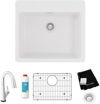 Elkay Quartz Classic ELG2522WH0FLC - 22 Inch Drop-In Single Bowl Kitchen Sink with Accessories