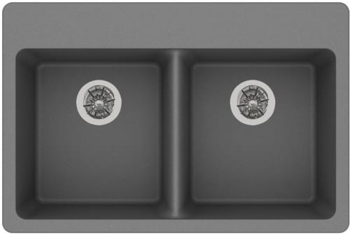 Elkay Quartz Classic ELGAD3322PDGS0 - 22 Inch Top Mount ADA Double Bowl Kitchen Sink with 535° F Heat Safe