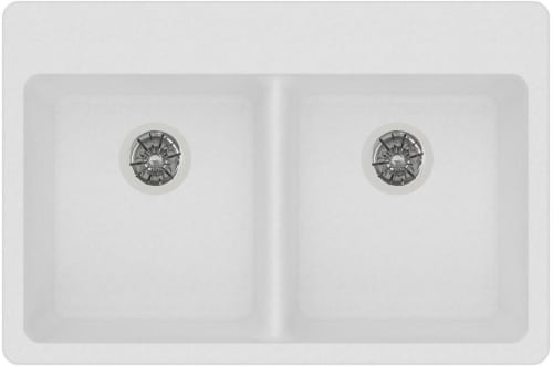 Elkay Quartz Classic ELGAD3322PDWH0 - 22 Inch Top Mount ADA Double Bowl Kitchen Sink with 535° F Heat Safe