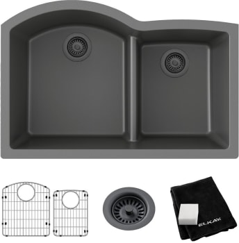 Elkay Quartz Classic ELGHU3322RGT0C - Elkay Quartz Classic® t 60/40 Double Bowl Undermount Kitchen Sink Kit with Aqua Divide