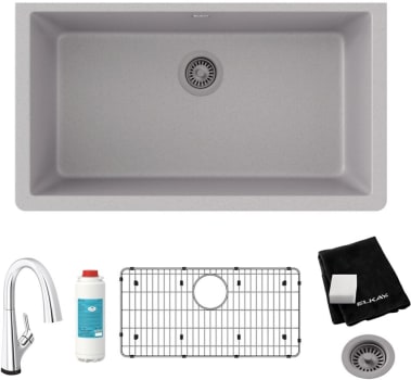 Elkay Quartz Classic ELGRU13322GSFLC - 18 Inch Undermount Single Bowl Kitchen Sink with Accessories