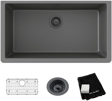 Elkay ELGRU13322GT0C - Elkay Quartz Classic® " Single Bowl Undermount Kitchen Sink Kit with 535° F Heat Safe