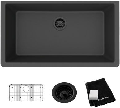Elkay Quartz Classic ELGRU13322MB0C - Elkay Quartz Classic® Single Bowl Undermount Kitchen Sink Kit with 535° F Heat Safe