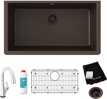Elkay Quartz Classic ELGRU13322MCFLC - 18 Inch Undermount Single Bowl Kitchen Sink with Filtered Faucet